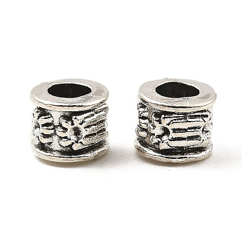 Tibetan Style Alloy European Beads Rhinestone Settings, Column, Nickel, Antique Silver, Fit for Rhinestone: 1mm, 10x8mm, Hole: 5mm, about 495pcs/1000g