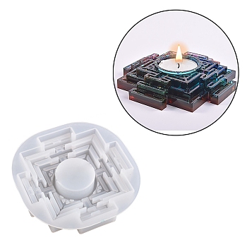 DIY Silicone Candle Holders Molds, Resin Casting Molds, Square, 121x23mm, Candle Tray: 40mm