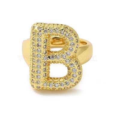 Bague ouverte en laiton avec micro pavé de zircons cubiques transparents pour femme(RJEW-N046-03B-G)-2