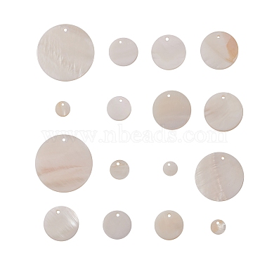 Flat Round Natural Sea Shell Pendants(SSHEL-CJ0001-05)-4