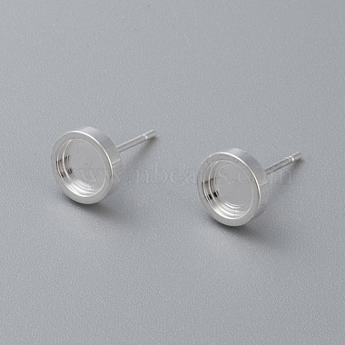 Silver Flat Round 304 Stainless Steel Earring Settings