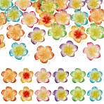 30Pcs 6 Colors Resin Cabochons, Flower, Mixed Color, 25x25x6.5mm, 5pcs/color(RESI-YW0005-98)