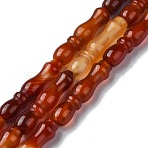 Natural Red Agate Beads Strands, Texture Tube, Islamic Prayer Beads for Rosary, 24~28x6~7mm, Hole: 1.5mm, about 14pcs/strand, 15.16 inch(38.5cm)(G-C135-A01-01)
