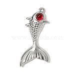 304 Stainless Steel Pendants, Hand Polished Fish Charms, with Resin, Red, Stainless Steel Color, 36~37x17mm(STAS-OY001-11P)