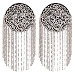 2Pcs Felt Rhinestone Epaulettes, Shoulder Badge, Garment Accessories, Clear, 205x85x5mm(AJEW-FH0006-70)