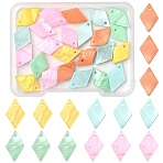 24Pcs 5 Styles Spray Painted Natural Freshwater Shell Pendants, Rhombus Charms, Mixed Color, 14~17.5x9~10x1.5~2mm, Hole: 1.2mm(BSHE-FS0001-14)