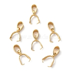 201 Stainless Steel Pendant Pinch Bails, Real 18K Gold Plated, 11x8x3mm, Hole: 4x3mm, Pin: 0.8(X-STAS-P223-16G-B)