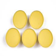 Spray Painted Eco-Friendly Iron Slide Charms Cabochon Settings, For Hair Band and Hair Tie Decoration, Oval, Gold, Tray: 25x18mm, 26x19x6mm, Hole: 3.5x5mm(X-IFIN-T009-15E)