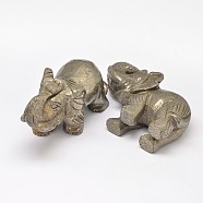 Elephant Natural Pyrite Display Decorations, Dark Khaki, 53x25x37mm(G-A145-01B)