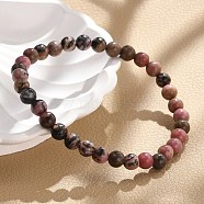 Natural Rhodonite Stretch Bracelets, 2 inch(5.2cm)(BJEW-JB04557-01)