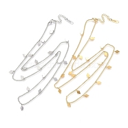 304 Stainless Steel Charms Necklaces, with Lobster Clasp, Rhombus, Golden & Stainless Steel Color, 28.35 inch(72cm), 2mm(NJEW-H497-12)