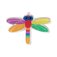 Translucent Resin Pendants, Dragonfly Charms, Colorful, 30.5x42x2.5mm, Hole: 1.6mm(RESI-I049-02)