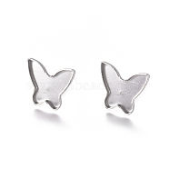 304 Stainless Steel Stud Earring Findings, Earring Settings, Butterfly, Stainless Steel Color, Tray: 13.5x13mm, 12.5x14mm, Pin: 0.8mm(STAS-G225-23P)