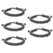 Adjustable Natural Lava Rock Braided Bead Bracelets, with Nylon Cord, 2 inch~2-1/2 inch(5.2~6.6cm)(BJEW-F369-A02)