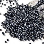 TOHO Round Seed Beads, Japanese Seed Beads, (612) Matte Color Gun Metal, 8/0, 3mm, Hole: 1mm, about 222pcs/10g(X-SEED-TR08-0612)