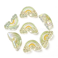 UV Plating Rainbow Iridescent Acrylic Enamel Beads, Rainbow, Green Yellow, 17x29x11mm, Hole: 3.5mm(OACR-G012-08C)