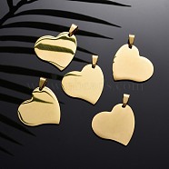 304 Stainless Steel Pendants, Manual Polishing, Blank Stamping Tags, Heart, Golden, 32x33x1.8mm(STAS-I140-11G)