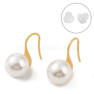 Hypoallergenic Bioceramics Zirconia Ceramic Dnagle Earrings, with Shell, No Fading and Nickel Free, Round, Gold, 18x10mm(EJEW-C111-16A)