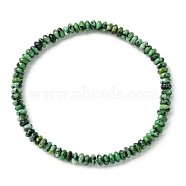 Natural African Turquoise(Jasper) Flat Round Beaded Stretch Bracelets for Women, Inner Diameter: 2-3/8 inch(6cm)(BJEW-JB09717-08)