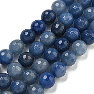 Natural Blue Aventurine Beads Strands, (128 Facets)Faceted, Round, Round, 10mm, Hole: 1.2mm, about 37pcs/strand, 14.96 inch(38cm)(G-E571-A10-03)