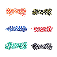 6 Pairs 6 Colors Tartan Pattern Polyester Cord Shoelace, Two Tone, for Shoe Accessories, Flat, Mixed Color, 1600~1620x8x1mm, 1 pair/color(FIND-FH0006-85B)