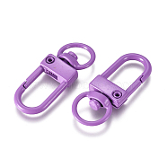 Baking Painted Alloy Swivel Clasps, Swivel Snap Hook, with Iron Findings, Purple, 33.5x13x5mm, Hole: 6x9.5mm(PALLOY-TAC0011-45E)