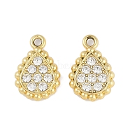 Alloy Rhinestone Pendants, Teardrop, Golden, 16x11x3mm, Hole: 2mm(FIND-M018-22G)