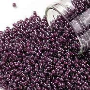 TOHO Round Seed Beads, Japanese Seed Beads, (1076) Inside Color Grey/Magenta Lined, 11/0, 2.2mm, Hole: 0.8mm, about 1103pcs/10g(X-SEED-TR11-1076)