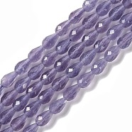 Cat Eye Beads Strands, Faceted, Teardrop, Medium Purple, 6x4mm, Hole: 0.9mm, about 63pcs/strand, 15.16 inch(38.5cm)(CE-N014-02A-07)