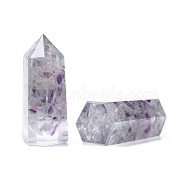 Orgone Obelisk Jumbo, Resin Pointed Home Display Decoration, Healing Stone Wands, for Reiki Chakra Meditation Therapy Decos, with Natural Fluorite Inside, Irregular Hexagonal Prisms, 51~52x26~27x20~23mm(DJEW-L014-A04)