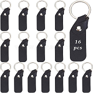 PU Leather Keychain, with Iron Key Rings, Black, 9.2cm, 16pcs/box(KEYC-BC0001-12)