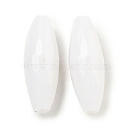 Opaque Acrylic Beads, Faceted, Rice, White, 19x7mm, Hole: 1.6mm, about 1000pcs/500g(SACR-L007-028)