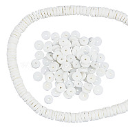 1 Strand Natural White Shell Beads Strands, Disc/Flat Round, Heishi Beads, 6x2mm, Hole: 1mm, about 275pcs/strand, 23.82''(60.5cm)(BSHE-NB0001-15)