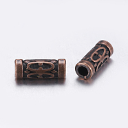 Tibetan Style Alloy Tube Beads, Cadmium Free & Nickel Free & Lead Free, Red Copper, 13x5mm, Hole: 2.5mm(RLF0843Y-NF)