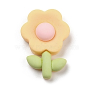 Opaque Resin Cabochons, Frosted Sunflower, Pale Goldenrod, 34x24x8.5mm(CRES-D014-02C)