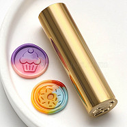 Double-Sided Engraving Wax Seal Brass Stamp, Golden, for Envelope, Card, Gift Wrapping, Food, 57x15mm(AJEW-C031-02G)