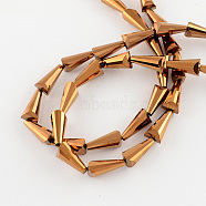 Electroplate Glass Beads, Faceted Cone, Copper Plated, 18x10x9mm, Hole: 1.5mm(X-EGLA-R079-18x10mm-02)