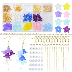 DIY Flower Earring Making Kit, Including Acrylic & Plastic Imitation Pearl Beads, Iron Earring Hooks, Brass Cable Chains, Mixed Color(DIY-FS0004-15)