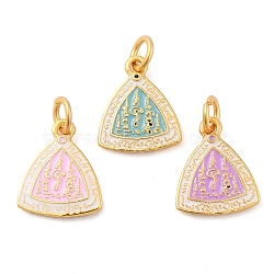 Alloy Enamel Pendants, with Jump Ring, Golden, Triangle Charm, Mixed Color, 16.5x13.5x2mm, Hole: 4mm(ENAM-M008-03G)