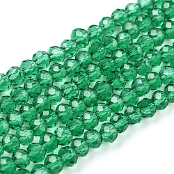 Glass Beads Strands, Faceted, Rondelle, Sea Green, 3.5~3.8x3mm, Hole: 0.4mm, about 113~115pcs/strand, 32~33cm(EGLA-A034-T3mm-D18)