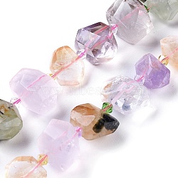 Natural Quartz Beads Strands, Faceted, Nuggets, 11~14x15~21x6~14mm, Hole: 0.7mm, about 25pcs/strand, 15.3 inch(39cm)(G-F653-20)