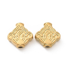 304 Stainless Steel Beads, Real 18K Gold Plated, Rhombus, 15x15x5mm, Hole: 2mm(STAS-F309-A05)