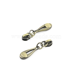 Alloy Zipper Sliders, for Luggage Suitcase Backpack Jacket Bags Coat, Antique Bronze, 4.3x0.9cm(PW-WG55465-04)