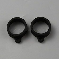 Silicone Pendant, for Electronic Stylus & Lighter Making, Black, 27.5x22x8mm, Hole: 2.7mm, Inner Diameter: 18mm(SIL-WH0013-44A)