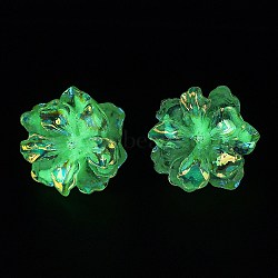 Luminous Glow in the Dark Resin Flower Stud Earrings with 304 Stainless Steel Pins, Beige, 24.5x23mm(EJEW-JE05359-02)