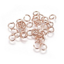 PVD Vacuum Plating 304 Stainless Steel Open Jump Rings, Rose Gold, 21 Gauge, 4x0.7mm, Inner Diameter: 2.4mm(STAS-L216-07C-RG)