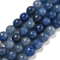 Dyed & Heated Natural Blue Aventurine Beads Strands, (128 Facets)Faceted, Round, Round, 10mm, Hole: 1.2mm, about 37pcs/strand, 14.96 inch(38cm)(G-E571-A10-03)