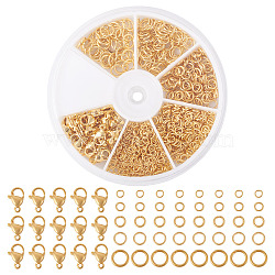 DIY Jewelry Making Findings Kits, including Brass Open Jump Rings and Stainless Steel Lobster Claw Clasps, Real 18K Gold Plated, 10x7x3.5mm, Hole: 1.2mm(DIY-TA0013-14A)
