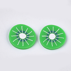 Handmade Polymer Clay Cabochons, Kiwi Fruit, Lime Green, 19~20x2~3mm(CLAY-S091-36)