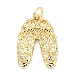 Brass Micro Pave Clear Cubic Zirconia Charms, Shoe, Cadmium Free & Lead Free, Long-Lasting Plated, Rack Plating, with Jump Ring, Real 18K Gold Plated, 21x15x4mm, Hole: 3mm(KK-G522-49B-G)